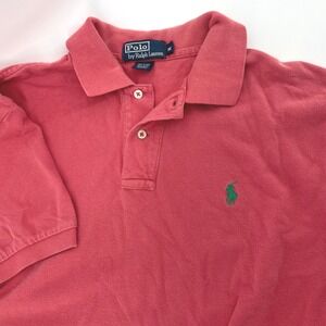 Polo by Ralph Lauren Men's M Coral Pink Short Sleeve‎ Polo Shirt Green Pony Logo